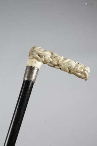 Λ A JAPANESE IVORY HANDLED WALKING CANE MEIJI 1868…