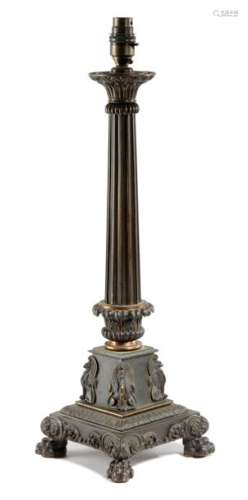 A WILLIAM IV GILT AND PATINATED BRONZE TABLE LAMP …