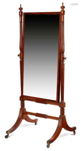 A GEORGE IV MAHOGANY CHEVAL MIRROR ATTRIBUTED TO G…