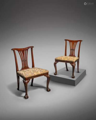 A PAIR OF GEORGE II MAHOGANY SIDE CHAIRS POSSIBLY …