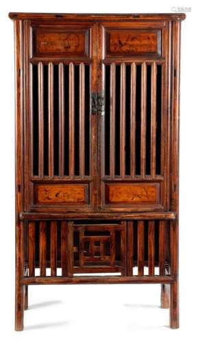 A CHINESE ELM FOOD CUPBOARD LATE 19TH CENTURY with…