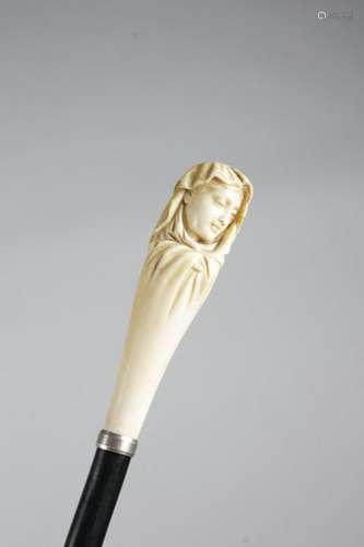 Λ AN EDWARDIAN IVORY HANDLED WALKING CANE C.1910 c…