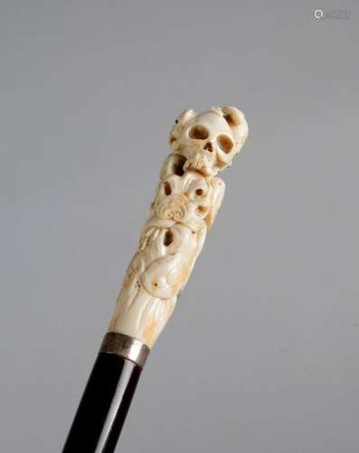 Λ A JAPANESE IVORY HANDLED WALKING CANE MEIJI 1868…