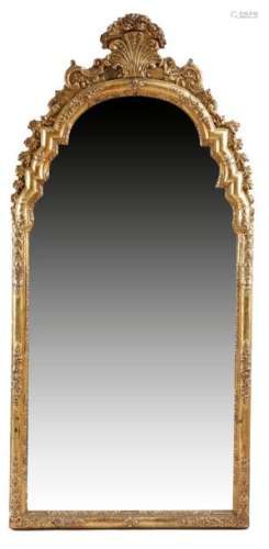 A GILTWOOD AND GESSO WALL MIRROR IN QUEEN ANNE STY…