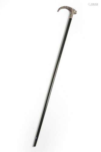 A CHINESE WALKING CANE C.1880 the silver handle in…