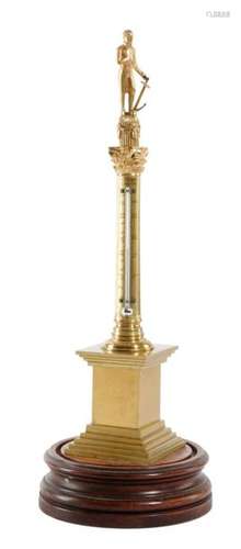 Λ A GILT BRASS NELSON'S COLUMN DESK THERMOMETER BY…