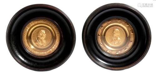 A PAIR OF GILT BRASS PORTRAIT MEDALLIONS OF LORD N…