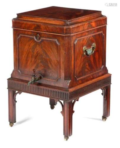 A GEORGE III MAHOGANY CELLARET IN THE MANNER OF TH…