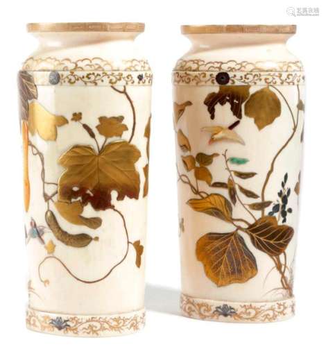 Λ A PAIR OF JAPANESE IVORY SHIBAYAMA VASES MEIJI 1…