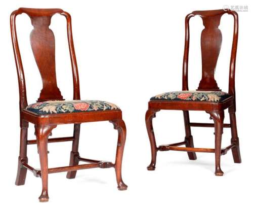 A PAIR OF GEORGE II RED WALNUT SIDE CHAIRS C.1730 …