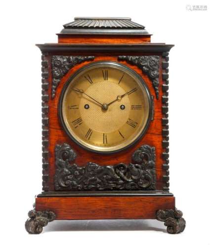 Λ A SMALL WILLIAM IV ROSEWOOD AND PATINATED BRONZE…