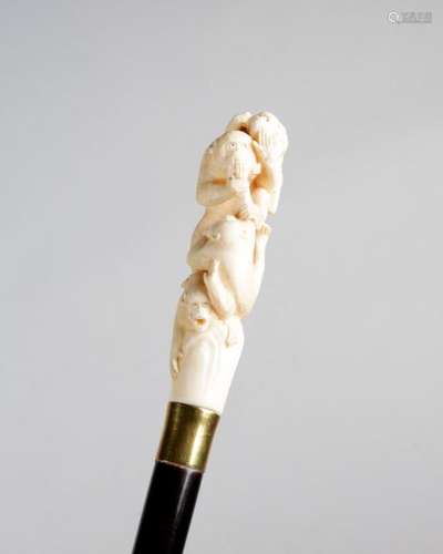 Λ A JAPANESE IVORY HANDLED WALKING CANE MEIJI 1868…