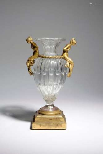 A FRENCH CUT GLASS AND ORMOLU MOUNTED VASE LATE 19…