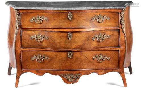 A DUTCH MAHOGANY AND KINGWOOD BOMBE COMMODE IN THE…