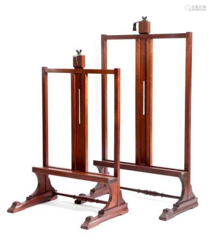 TWO MAHOGANY GALLERY TABLE EASELS 20TH CENTURY eac…