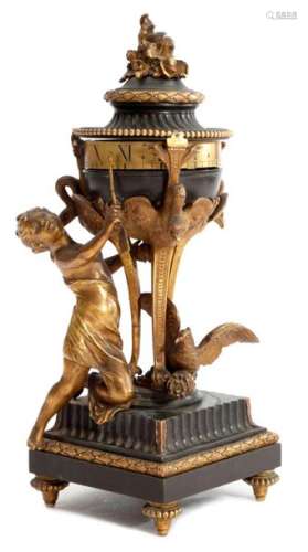 A FRENCH GILT AND PATINATED BRONZE URN CLOCK IN LO…