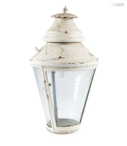 A WHITE PAINTED COPPER HALL LANTERN LATE 19TH CENT…