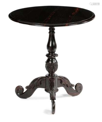 AN ANGLO CEYLONESE EBONY TRIPOD OCCASIONAL TABLE M…