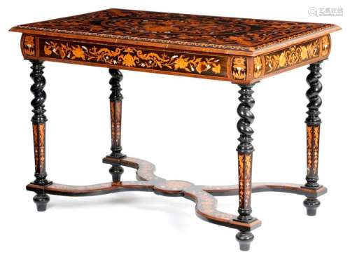 Λ A DUTCH EBONISED AND MARQUETRY CENTRE TABLE IN 1…