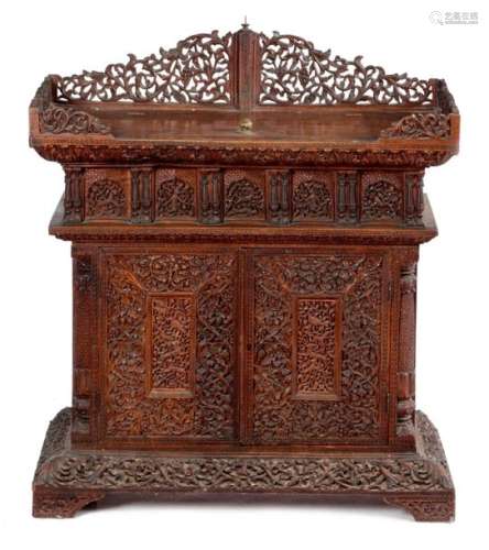A BURMESE CARVED HARDWOOD CABINET MID 19TH CENTURY…