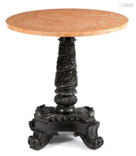 AN ANGLO INDIAN EBONY AND MARBLE OCCASIONAL TABLE …