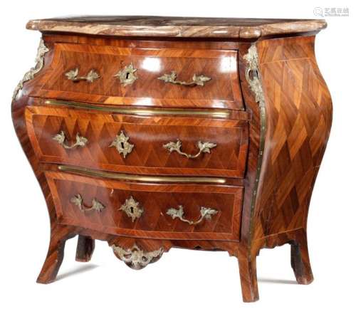 A SWEDISH KINGWOOD BOMBE COMMODE 18TH CENTURY with…