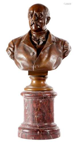 A GERMAN BRONZE BUST OF OTTO VAN BISMARCK BY FRITZ…