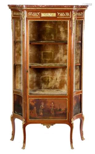 A FRENCH MAHOGANY AND VERNIS MARTIN VITRINE IN LOU…