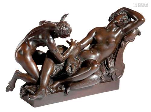 A BRONZE GRAND TOUR GROUP OF A SLEEPING NYMPH AND …