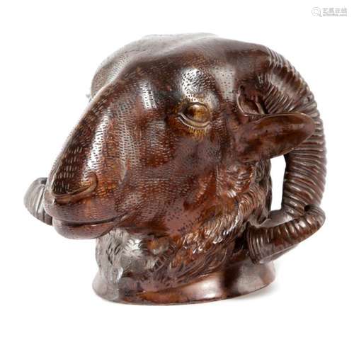 A BRONZE MODEL OF A RAM'S HEAD 19TH CENTURY 13.7cm…