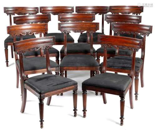 A SET OF TWELVE MAHOGANY DINING CHAIRS IN WILLIAM …