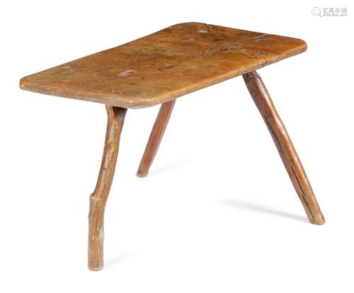 A PRIMITIVE ASH AND ELM DAIRY STOOL POSSIBLY WELSH…