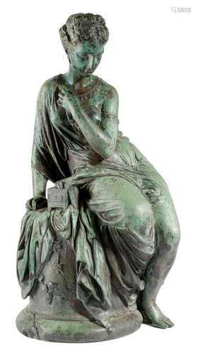 A PATINATED BRONZE FIGURE OF PANDORA AFTER JEAN JU…