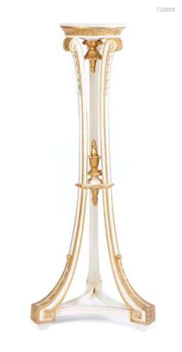 A WHITE PAINTED AND GILTWOOD TORCHERE IN GEORGE II…
