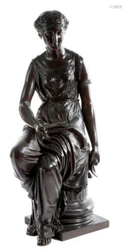 A FRENCH BRONZE OF A CLASSICAL MAIDEN MID 19TH CEN…