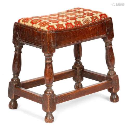 A QUEEN ANNE OAK JOINT STOOL C.1705 with a later n…