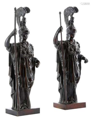 A PAIR OF BRONZE GRAND TOUR FIGURES OF ATHENA ITAL…