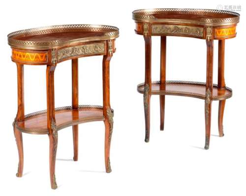A PAIR OF KIDNEY SHAPED OCCASIONAL TABLES IN LOUIS…
