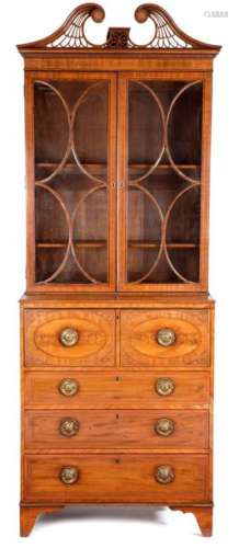 A MAHOGANY SECRETAIRE BOOKCASE IN GEORGE III STYLE…