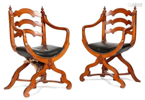 A PAIR OF EARLY VICTORIAN OAK GOTHIC REVIVAL OPEN …