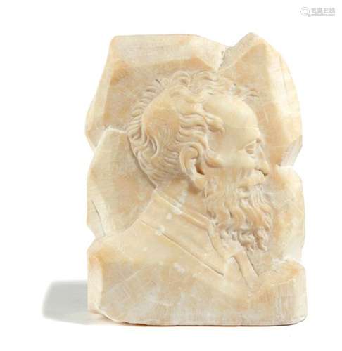 A CARVED ALABASTER PORTRAIT RELIEF PROBABLY 19TH C…