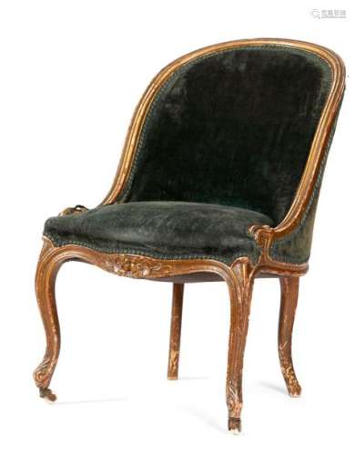 AN EARLY VICTORIAN GILTWOOD SLIPPER CHAIR C.1840 5…