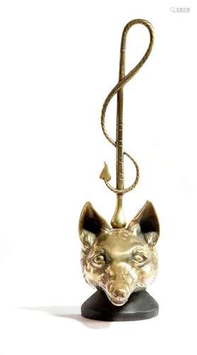 A BRASS FOX'S HEAD DOORSTOP BY PEERAGE, EARLY 20TH…