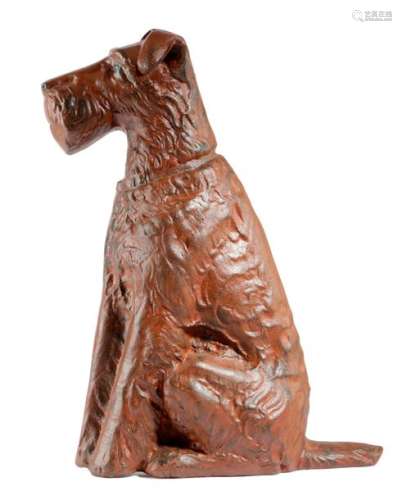 A PAINTED CAST IRON FOX TERRIER DOORSTOP C.1930 th…