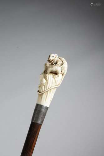 Λ A JAPANESE IVORY HANDLED WALKING CANE MEIJI 1868…