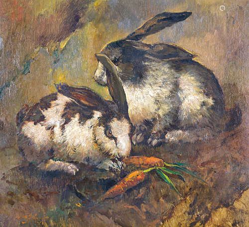 李曼峰油画兔子付证书