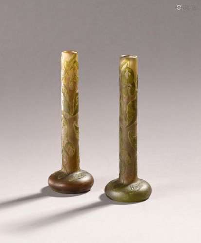 Emile GALLE (1846 1904) Paire de vases soliflores …
