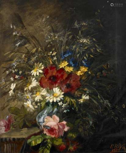 Paul BIVA (1851 1900) « Nature morte aux fleurs, 1…