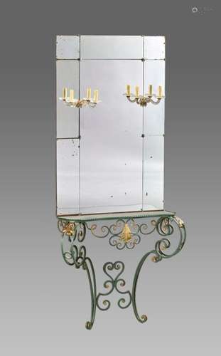 France, circa 1930 Console avec miroir de style Lo…