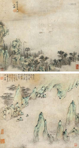 王鉴（1598～1677） 山水 （二帧） 镜片 纸本